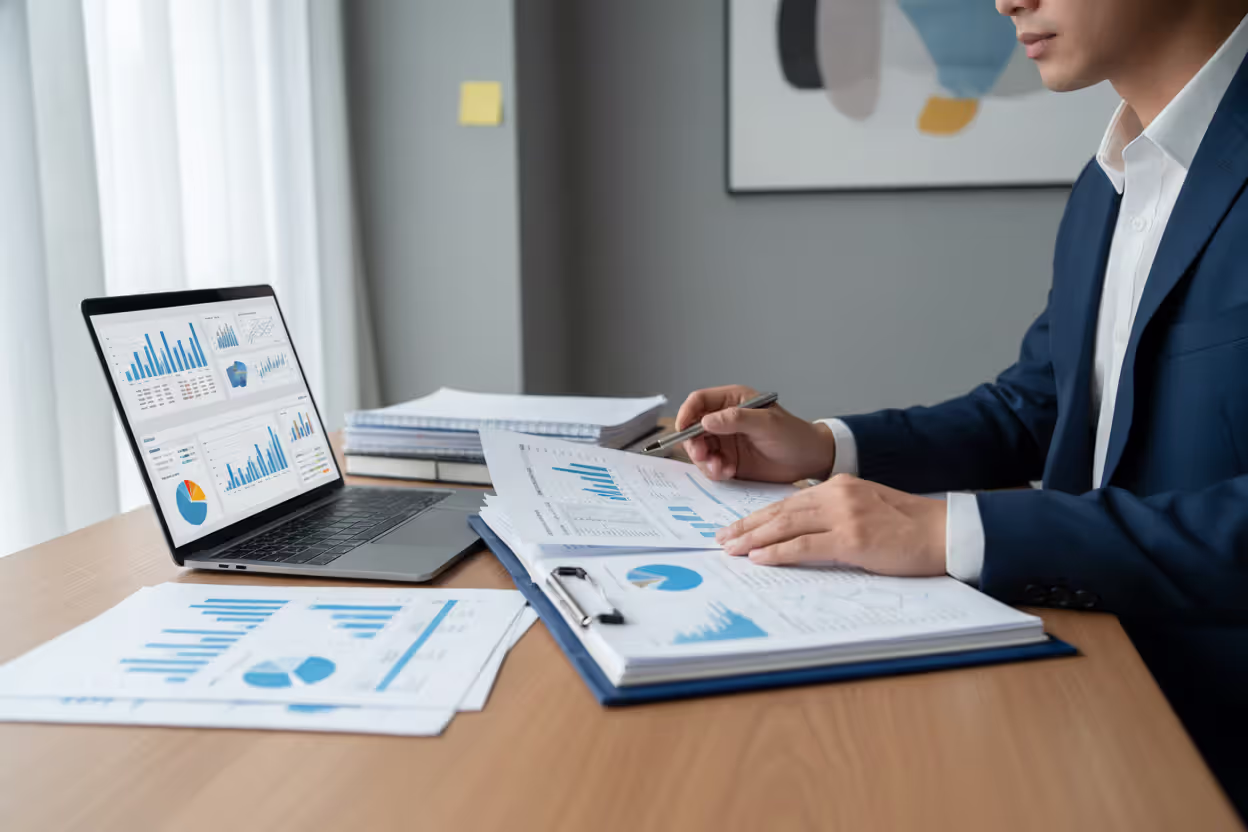 Professional fiduciary reviewing estate and trust documents