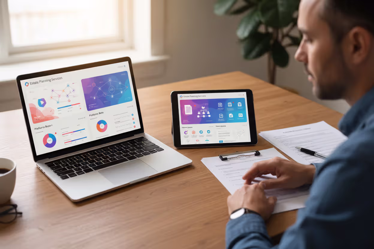 Comparing online estate planning tools on laptop and tablet