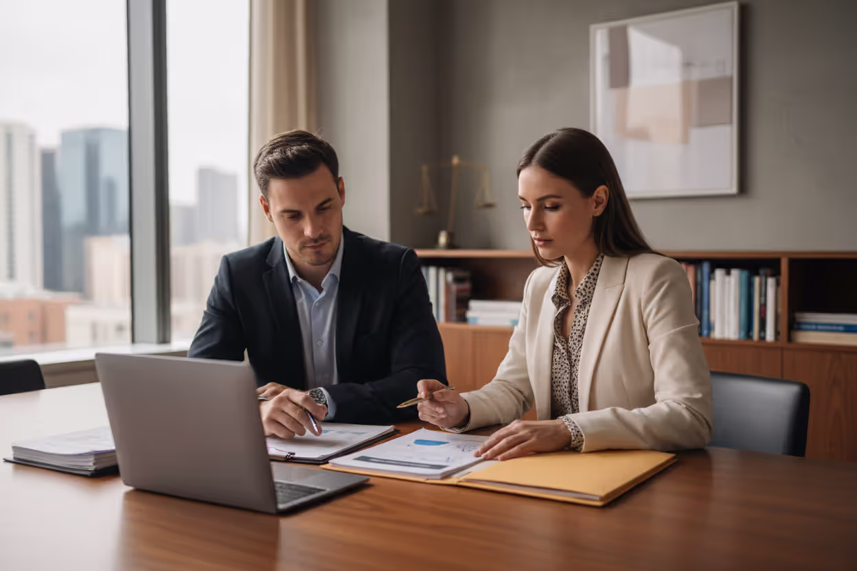 Attorney consulting a client about estate planning documents