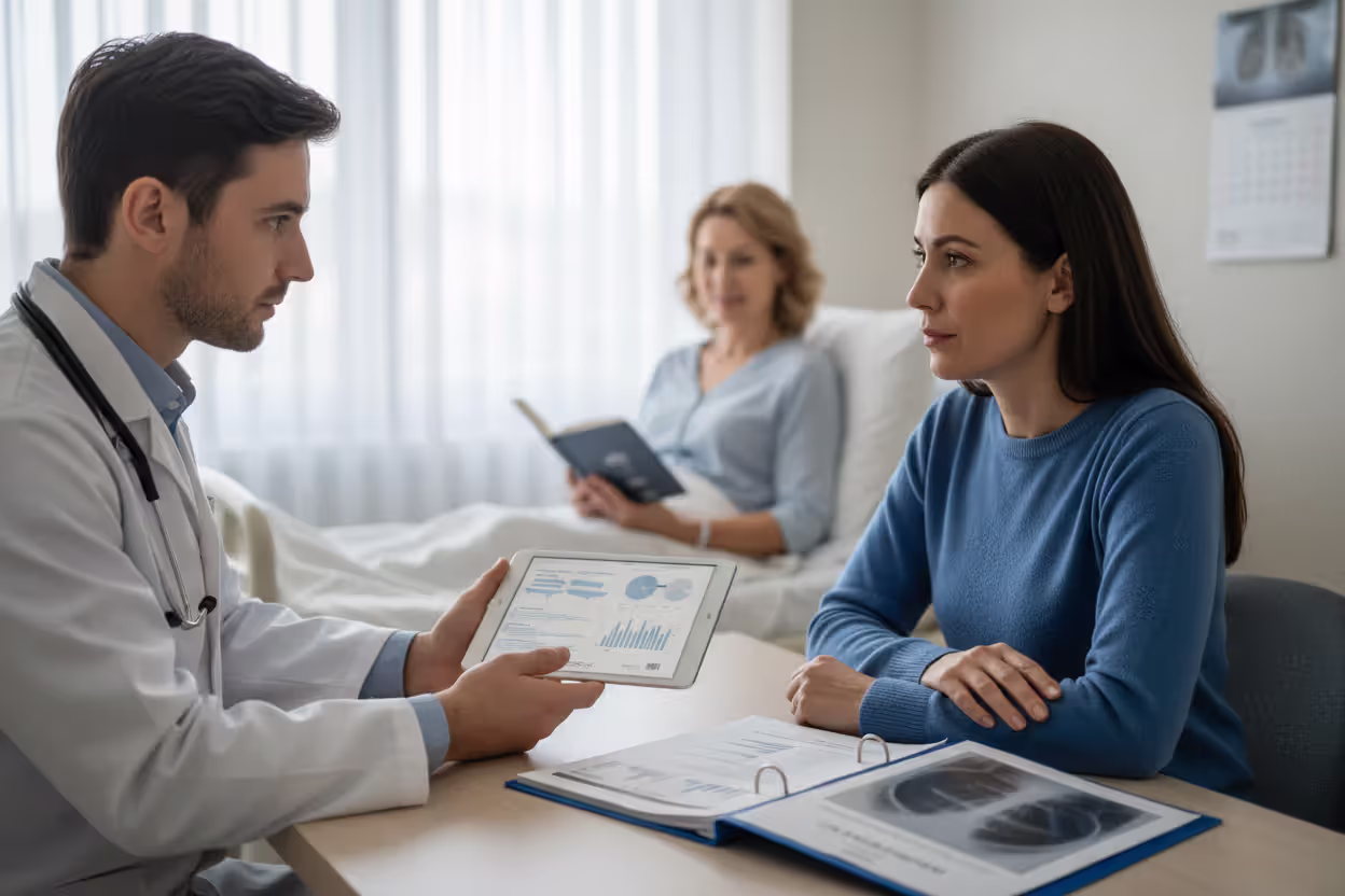 Doctor discussing medical decisions with family member