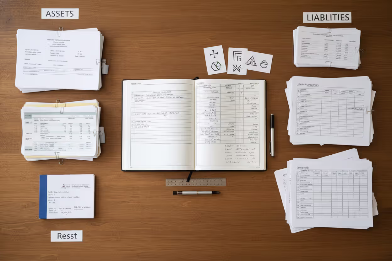 Organized asset and liability documents for estate planning