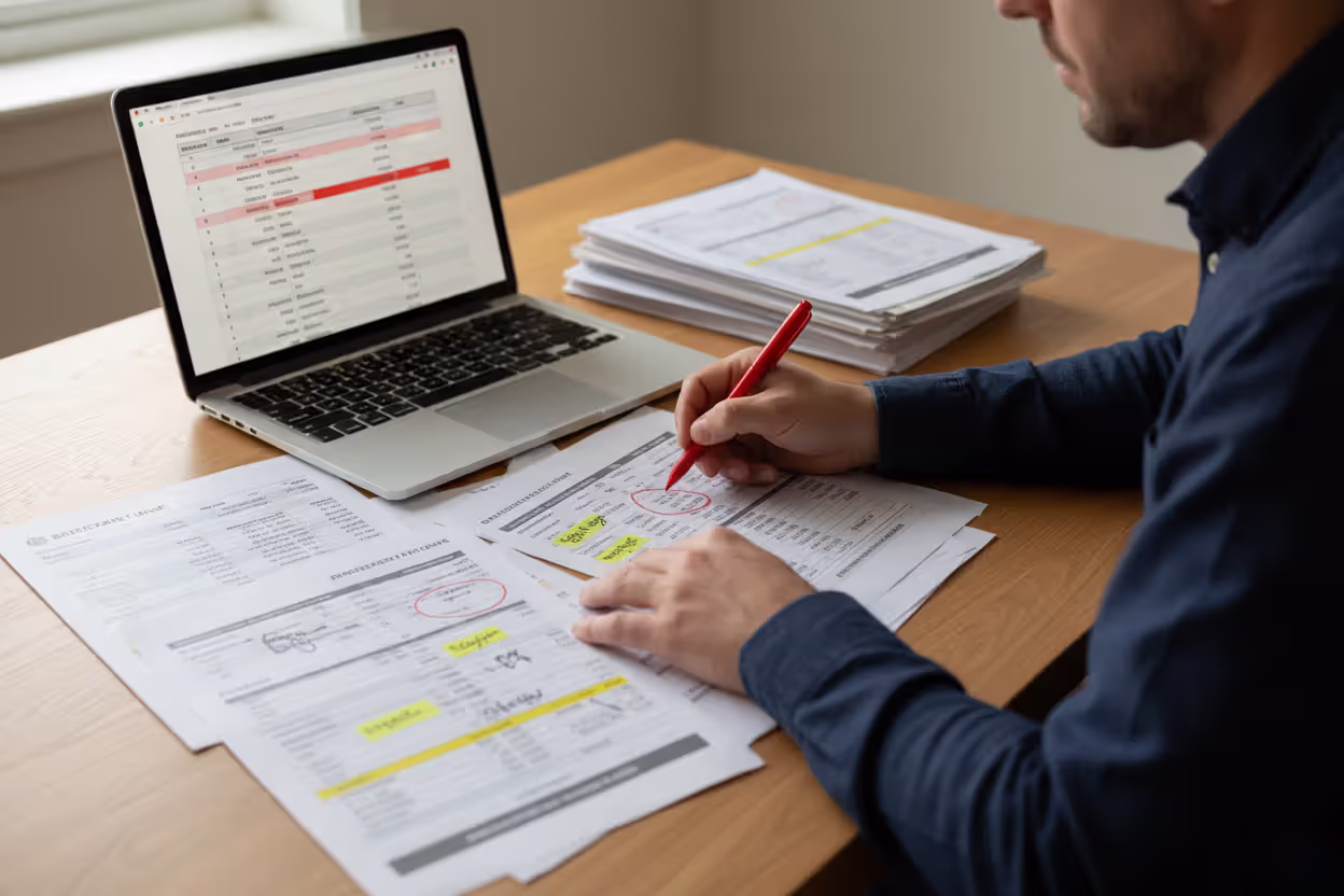 Reviewing beneficiary information and financial documents for errors